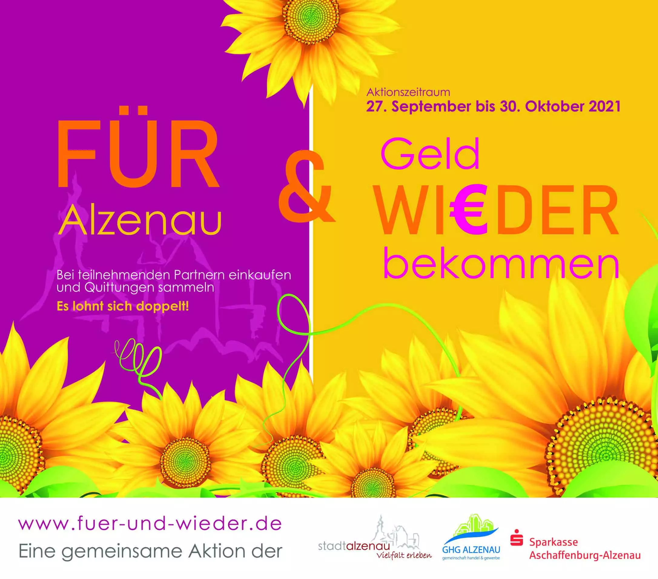 Ein Poster mit Sonnenblumen und den Worten Fur & Gold Weder.