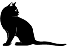 Die Silhouette einer Katze, die auf schwarzem Hintergrund sitzt.
