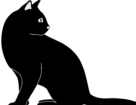 Die Silhouette einer Katze, die auf schwarzem Hintergrund sitzt.