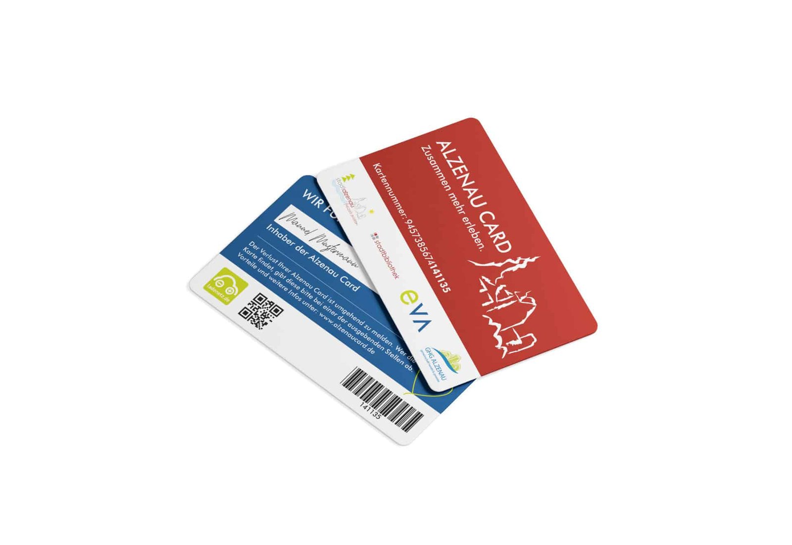 Zwei Kreditkarten auf weißem Hintergrund.